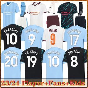 XXXL 4XL 23 24 maglie da calcio da trasferta HAALAND DE BRUYNE 2023 2024 RODRIGO casa terza città nera GREATISH STERLING FERRAN MAHREZ foden Maglia da calcio da uomo per bambini