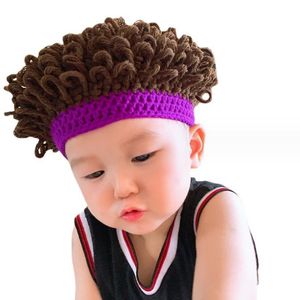 Funny Baby Knit wig hat Lovely boys grils Headwrap Afro wig Hats Creative Novely Warm Beanie Party Halloween Infant costume cap