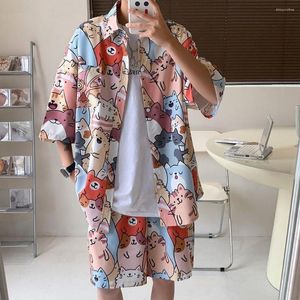 Men's Tracksuits Beach Wear Clothes Men Hawaiian Shirt Set Summer Sea Side Vocation Clothing Loose Fit Quick Dry 2 Piece Outfits