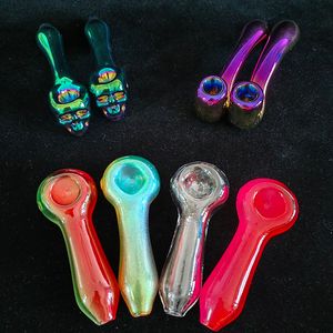 3 Style Skull Glass Hand Pipes Pyrex Smoking Pipe Oil Burners Funny Bong Cheap Spoon Smoking Accessories Dry Herb