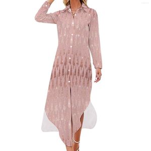 Casual Dresses Elegant Rose Gold Metallic Chiffon Dress Pink Mauve Xmas Trees Festival Wear Wear Women Graphic Clothing