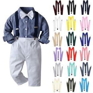 Hängslen Solid Color Kids Suspenders Clipon Straps Justerbara Elastiska Yback Brace Children Boy Girl Husces Baby Wedding Tie Accessories 230907