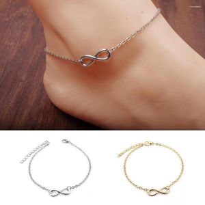 Anklets Trendy Gold Sliver Color Simple Infinity Chain for Women Beach Foot Jewelry Leg Ankel Armband Tillbehör