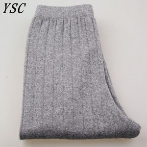 Men s byxor ysc -stil män s stickad kashmir ull blandning dubbel lager förtjockning hög elastisk värme leggings 230906