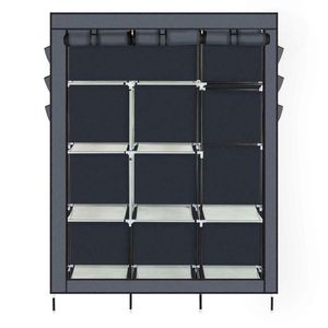 Robusto armadio portatile, organizer per riporre i vestiti, guardaroba, scaffali, grigio275Z