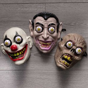 Party Masks Horror Zombine Vampire Clown Skull Mask Cosplay Plastic Moveable Eyes Joker maskerar Halloween Carnival Party Costume Props X0907