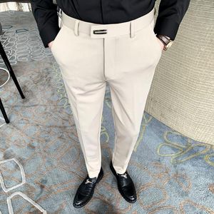 Мужские брюки плиссированные мужские корейские модные облегающие повседневные брюки рабочая уличная одежда брюки-чиносы тонкие узкие брюки
