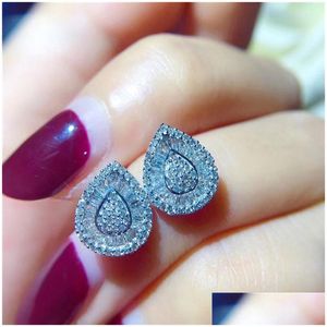 Stud Ins Top Sell Stud Earrings Luxury Jewelry 925 Sterling Sier Princess Cut 5A Cubic Zircon Cz Diamond Pave Sparkling Women Wedding Dhyk3