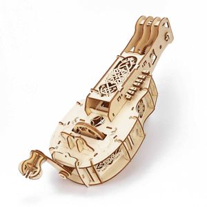 3D Puzzles Hurdy Gurdy Model mechaniczny DIY Musical Instrument 3D Drewniane zestawy do budowlania puzzli Prezent urodzinowy dla dorosłych i dzieci Z0907