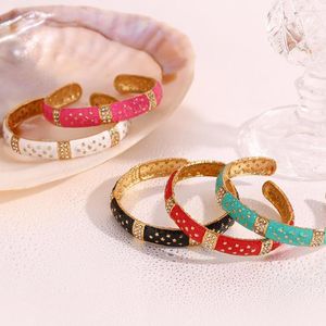 Bracciale Y2K smalto colorato stelle vintage stile etnico placcato oro 18 carati bracciale in acciaio inossidabile per gioielli e accessori da donna