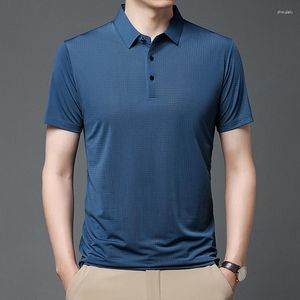 Polos masculinos marca polo camisa masculina cor sólida manga curta negócios casual roupas masculinas verão masculino turn down collar topos t