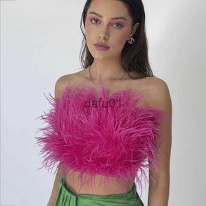 Pelliccia da donna Pelliccia sintetica Autunno Peluche Lady Canotta Sexy Prom Tub Top Party Crop Top Sexy Fluffy Corsetto Crop Tops Vest Donna x0907