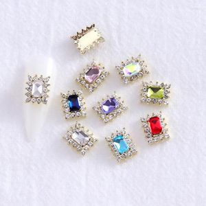 Nagelkonstdekorationer 10 st/parti 3D -legering Luxury Charms Glass Big Diamond Rhinestone AB/Pink/Clear/Octagon Shaped Diamonds Jewelry Stone