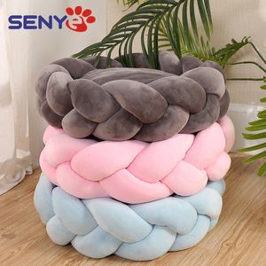 kennels pens Plus Velvet Pet Litter Creative Filling Yarn Cat Thickened Round Universal Mat Kennel Accessories 230906
