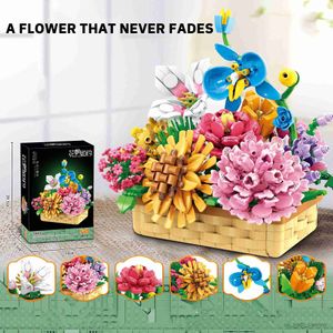 Blocks 1113pcs Bouquet Pot Plant Succulents Assemble Buildings Blocks Creative Model Decoration Ornaments New Year Gift R230907