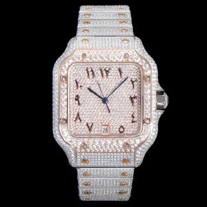 Diamond Mens Watch Automatic Mechanical Watch 40mm With Diamond-studded Steel Bracelet Wristwatch Busins Wristwatch MonMUD2H7QCUVBW