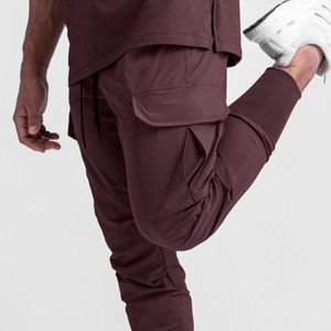 Pantaloni da uomo Jogger da uomo da uomo in seta sottile di ghiaccio da corsa multitasche per allenamento fitness leggings da lavoro