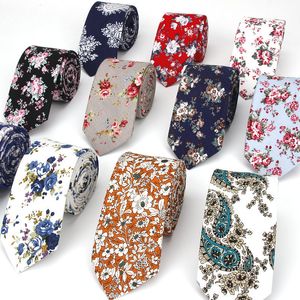 NECK TIES BARU 100 KAPAS Pria Paisley Cetak Leher Dasi Untuk Sempit Slim Kurus Cravate Bunga Corbatas 230907