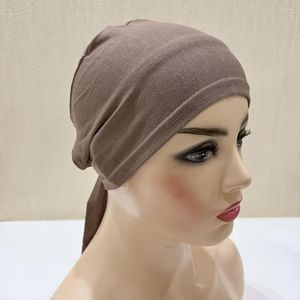 Cykelmössor Kvinnor under halsduk Hijab Stretchable Black Headscarf Cotton White Bonnet Cap Ladies Simple