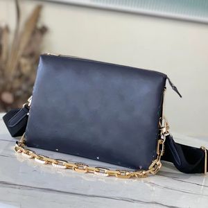 Mirror Quality Crossbody Bags Cousin PM Embossed Shaggy Lambskin Pearl Tone Rainbow Gradient Pattern Detachable Chunky Chain Fabric Shoulder Strap With Box L304