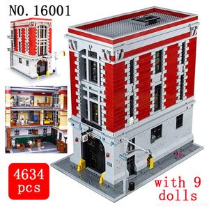 Bloco 4634pcs City Street View Ghostbusters Firehouse Sede 16001 Blocos de construção kit de tijolos compatíveis 75827 Presente de aniversário de criança 230906