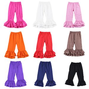 Trousers Baby girl Clothing Child Solid Cotton Pants 1 12 Years Children s Kids Girl Ruffle Flare 230906