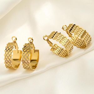 Orecchini a cerchio Mafisar in acciaio inossidabile 316L color oro onde geometriche per le donne ragazza tendenza regalo gioielli orecchio non sbiadisce