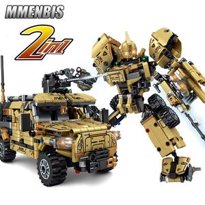 Flugzeugmodell 2 in 1 Transform War Tank Building Sets Roboter Mecha Military Bricks Spielzeug für Kinder Jungen MOC Blocks Weihnachtsgeschenke Technische 230907