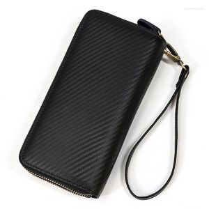 Wallets Double Zipper Men Clutch Bags Real Genuine Leather Wallet Women Long Cellphone Male Purses Carteira Masculina