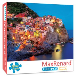 Other Toys MaxRenard Jigsaw Puzzle 1000 Pieces for Adults Cinque Terra Night View of Manarola Toy Home Wall Decoration Family Game Gift 230906