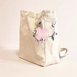 Storage bags 22X25X10cm canvas tote beauty gift organization 40cm handle classical embroidery letter case