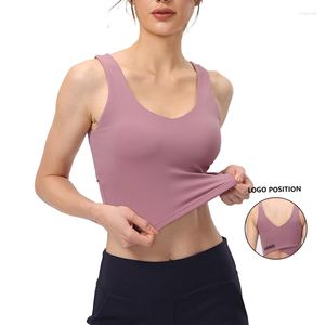 Active Shirts 2023 Yoga Vest Moisture Wicking Naked Feeling Support Sports Underwear Including Bra Suit Top