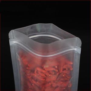 100Pcs Matte Stand Up Zip Lock Food Packaging Bags Clear Zipper Storage Packing Pouches Snack Nuts ZipLock Package Bags 201022246A