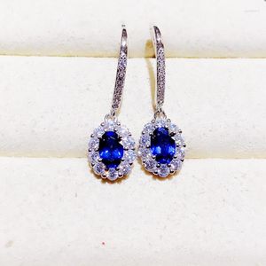 Stud Küpeler Doğal Mavi Safir Küpe 0.6Ct 2pcs Taş 925 STERLING Gümüş İnce Mücevher Erkekler veya Kadınlar için J23357