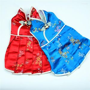 Odzież dla psa Chińska sukienka w stylu Tang Suit Cheongsam Summer Cat Puppy Ubrania spódnica ślubna sukienki dla zwierząt imprezowych strój kostiumowy