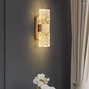 Vägglampa modern led crystal sconce guld dubbel huvud bubbla restaurang gång hall sovrum lampor för hem