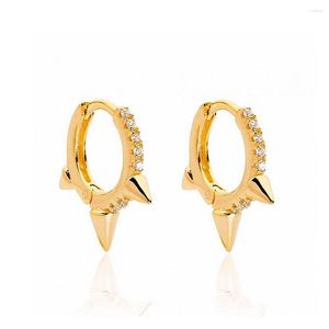 Hoop Earrings ERQI Minimalist Real 925 Sterling Silver For Women Cz Spikes Huggie Wedding Party 18K Gold 2023 Trend