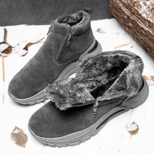 Boots Winter Snow Men Outdoor Warm Casual With Fur Inside Slip On Sneakers High Top Shoes Walk