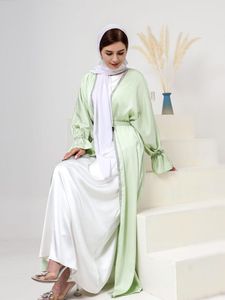 Abbigliamento etnico Moda Perline Capispalla Abiti musulmani Abaya Donna islamica con fodera Vesti Cintura Wy1688