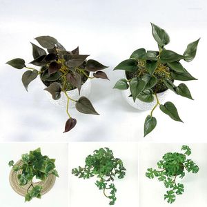 Fiori decorativi Fiore di simulazione Foglie di edera finta Moneta di rame artificiale Erba Pianta verde Piante bonsai da tavolo Decorazioni per l'home office