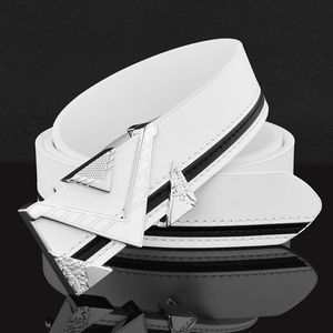 Hochwertiger Unisex-Taillengürtel der Luxusmarke mit modischer, glänzender schwarz-weißer Schnalle und hochwertiger Schnalle