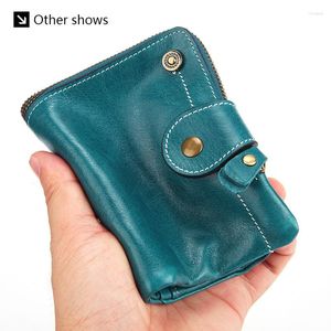 Wallets Wallet Women Genuine Leather Card Holder Zipper Buckle Women's Purses With Coin Pocket For Girls Money