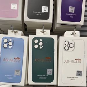 Capa protetora de silicone de vidro à terra AG-Glass com filme de lente capa traseira à prova de choque para iPhone 11 12 13 14 15 Pro Max