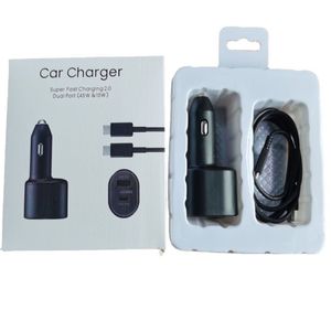 Adattatore per caricabatteria da auto da 45 W di qualità OEM ricarica super veloce 2.0 doppie porte a e c Prese per auto adattive rapide Bullet per Samsung s22 note10 ep-l5300 con scatola di imballaggio per la vendita al dettaglio