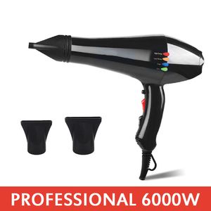 Outros itens de massagem Secador de cabelo profissional 6000W Secador de cabelo para salão de beleza Vento forte de alta velocidade 6 engrenagens Ventilador leve de baixo ruído com 2 bicos 230906