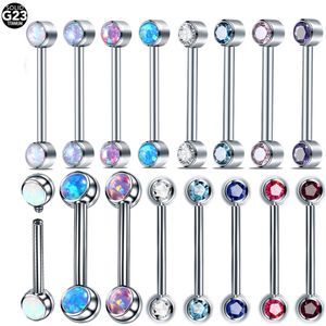 Labret Lip Piercing Jewelry 10Pcslot G23 Double Ball Tongue Ring Internally Threaded Nipple Straight Barbells Tragus Helix Ear Cartilage Piercings 230906