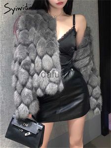 Mulheres Fur Faux Fur Syiwidii Luxo Fox Faux Fur Casaco para Mulheres Inverno 2022 Novo Escritório Elegante Senhoras Casaco de Pele Feminino Engrossar Outerwear Quente Branco X0907