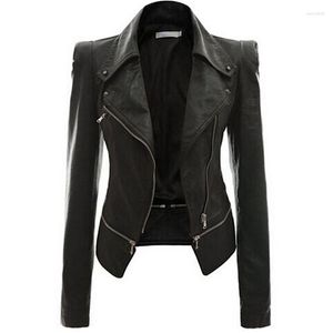 Women's Jackets 2023 Autumn Coat Women Fashion PU Faux Leather Gothic Black Moto Jacket Zippers Goth Woman Outwear