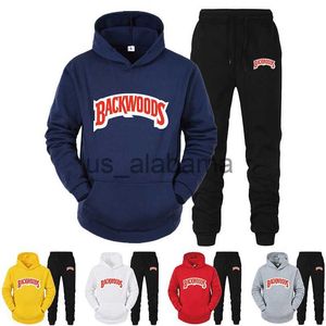 Herrspår på hösten 2023 Nya sportkläder Tracksuits Men's Casual Plushed Warm Hoodie Set Color Matching Brand Printing 2 Piece Man Outfit X0907