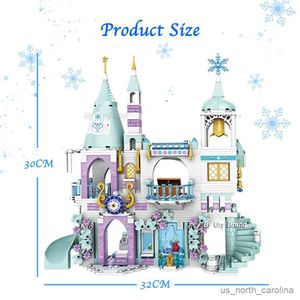 Blocos de luxo castelos playground casa filmes inverno cavalo figuras blocos de construção conjunto brinquedo para meninas presente diy r230907